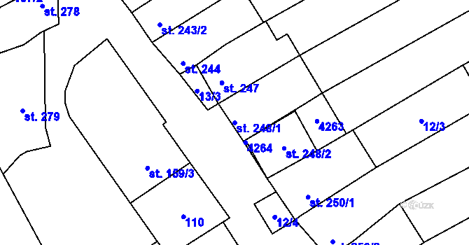 Parcela st. 248/1 v KÚ Boršice u Blatnice, Katastrální mapa