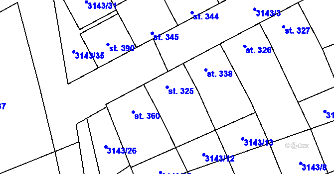 Parcela st. 325 v KÚ Boršice u Blatnice, Katastrální mapa