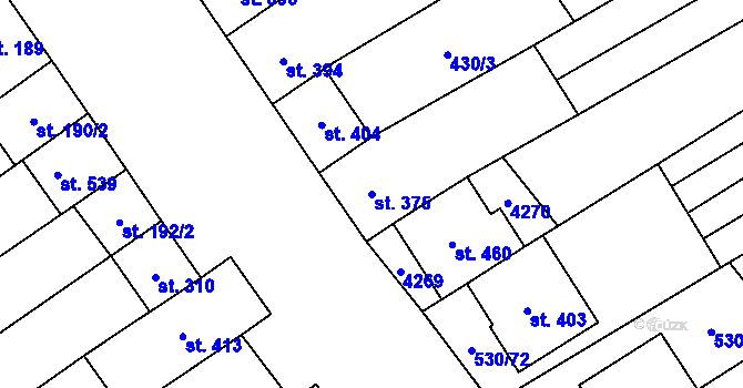 Parcela st. 375 v KÚ Boršice u Blatnice, Katastrální mapa