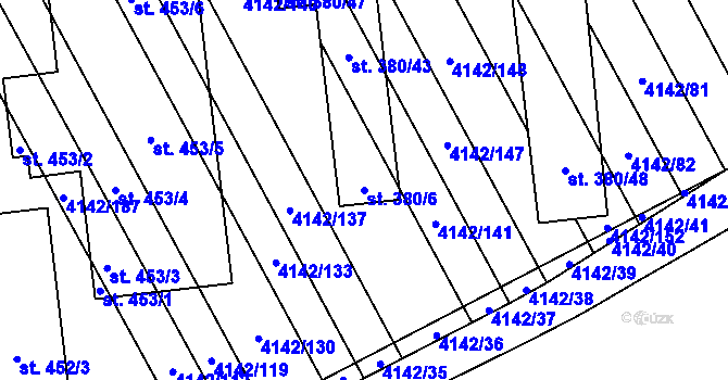 Parcela st. 380/6 v KÚ Boršice u Blatnice, Katastrální mapa