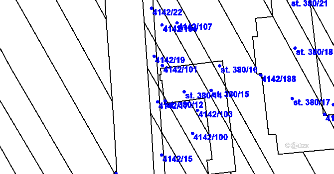 Parcela st. 380/13 v KÚ Boršice u Blatnice, Katastrální mapa