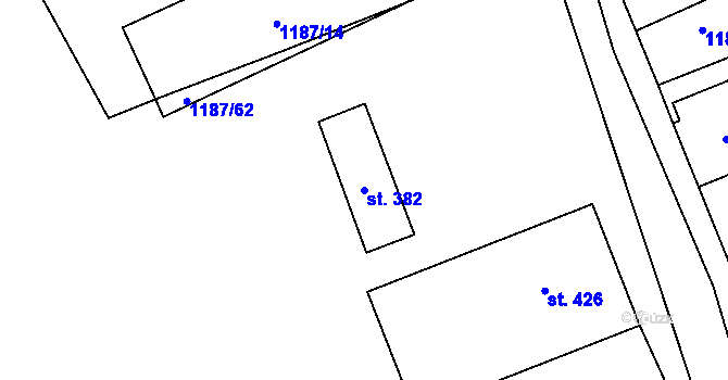 Parcela st. 382 v KÚ Boršice u Blatnice, Katastrální mapa