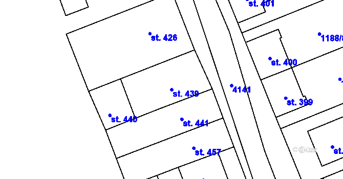 Parcela st. 439 v KÚ Boršice u Blatnice, Katastrální mapa