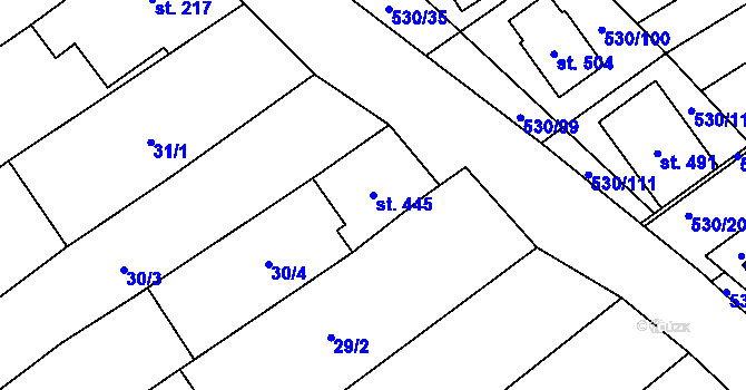 Parcela st. 445 v KÚ Boršice u Blatnice, Katastrální mapa