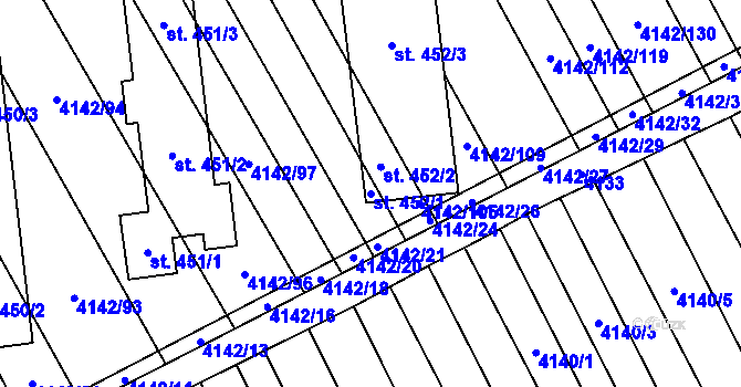 Parcela st. 452/1 v KÚ Boršice u Blatnice, Katastrální mapa