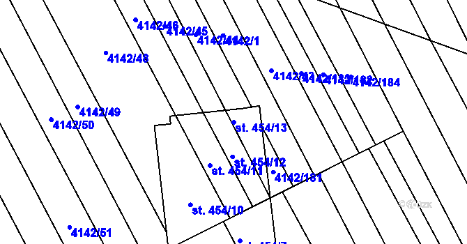 Parcela st. 454/13 v KÚ Boršice u Blatnice, Katastrální mapa