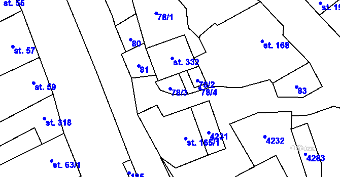 Parcela st. 78/3 v KÚ Boršice u Blatnice, Katastrální mapa