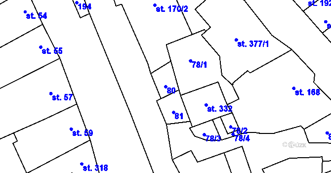 Parcela st. 80 v KÚ Boršice u Blatnice, Katastrální mapa