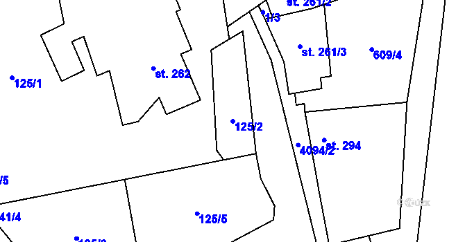 Parcela st. 125/2 v KÚ Boršice u Blatnice, Katastrální mapa