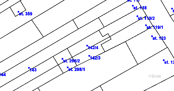 Parcela st. 142/4 v KÚ Boršice u Blatnice, Katastrální mapa