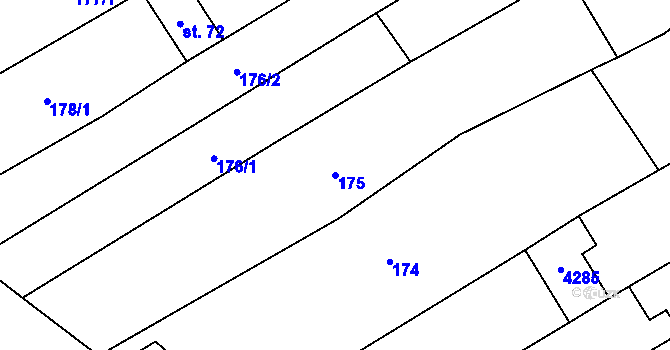 Parcela st. 175 v KÚ Boršice u Blatnice, Katastrální mapa