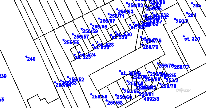 Parcela st. 256 v KÚ Boršice u Blatnice, Katastrální mapa