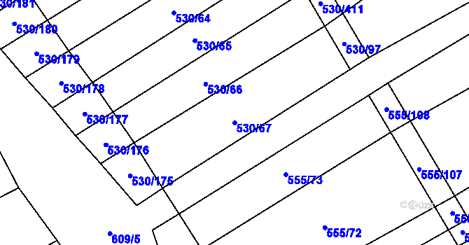 Parcela st. 530/67 v KÚ Boršice u Blatnice, Katastrální mapa