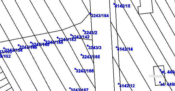 Parcela st. 3243/3 v KÚ Boršice u Blatnice, Katastrální mapa