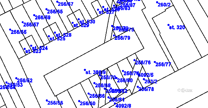 Parcela st. 388/11 v KÚ Boršice u Blatnice, Katastrální mapa