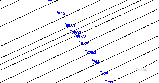 Parcela st. 700/1 v KÚ Boršice u Blatnice, Katastrální mapa
