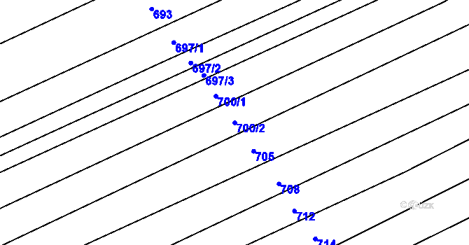 Parcela st. 700/2 v KÚ Boršice u Blatnice, Katastrální mapa