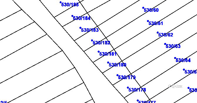 Parcela st. 530/181 v KÚ Boršice u Blatnice, Katastrální mapa
