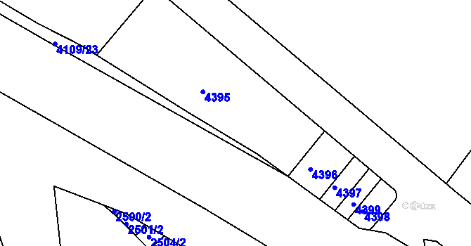 Parcela st. 2501/1 v KÚ Boršice u Blatnice, Katastrální mapa