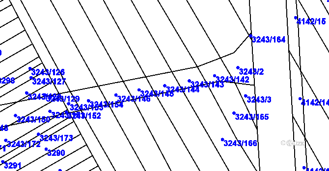 Parcela st. 3243/144 v KÚ Boršice u Blatnice, Katastrální mapa