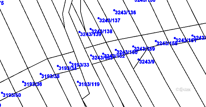 Parcela st. 3243/162 v KÚ Boršice u Blatnice, Katastrální mapa