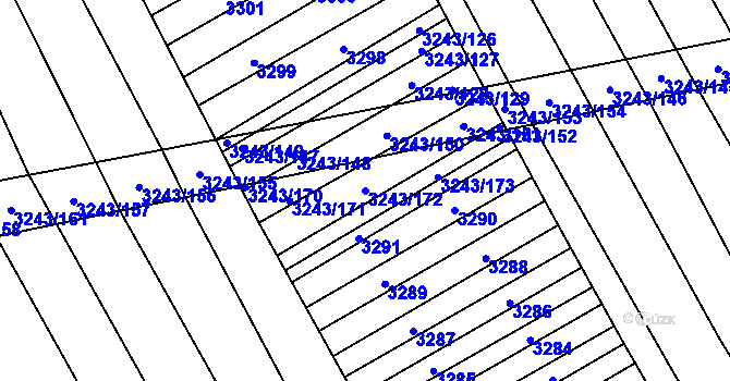 Parcela st. 3243/172 v KÚ Boršice u Blatnice, Katastrální mapa