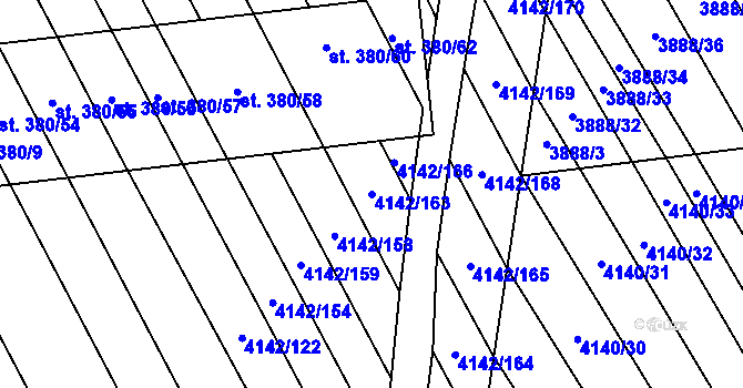 Parcela st. 4142/163 v KÚ Boršice u Blatnice, Katastrální mapa