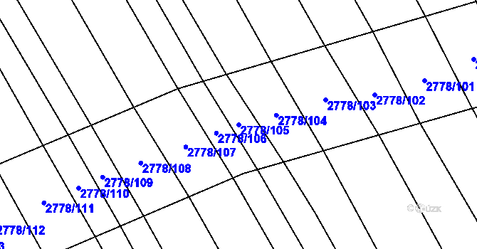 Parcela st. 2778/105 v KÚ Boršice u Blatnice, Katastrální mapa