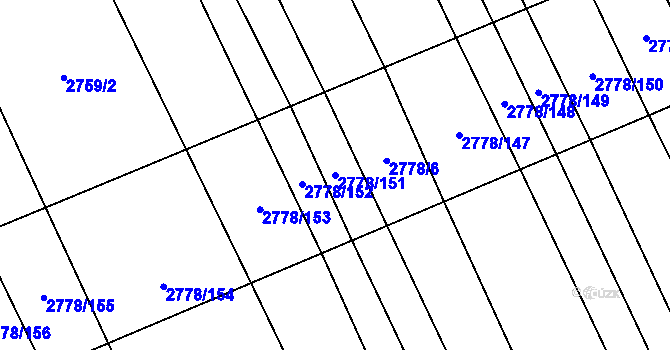 Parcela st. 2778/151 v KÚ Boršice u Blatnice, Katastrální mapa