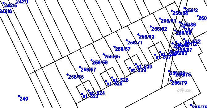 Parcela st. 256/65 v KÚ Boršice u Blatnice, Katastrální mapa