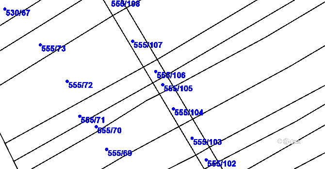 Parcela st. 555/105 v KÚ Boršice u Blatnice, Katastrální mapa