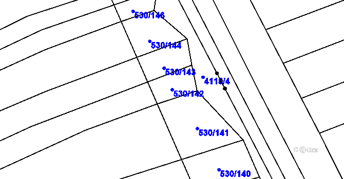Parcela st. 530/142 v KÚ Boršice u Blatnice, Katastrální mapa