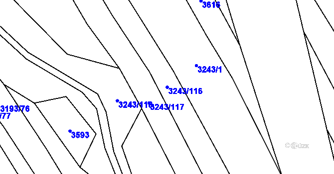 Parcela st. 3243/116 v KÚ Boršice u Blatnice, Katastrální mapa