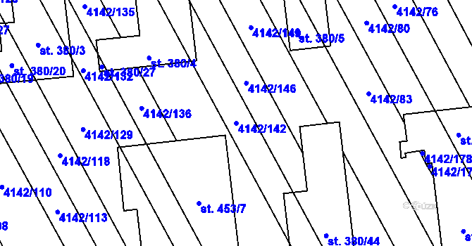 Parcela st. 4142/142 v KÚ Boršice u Blatnice, Katastrální mapa
