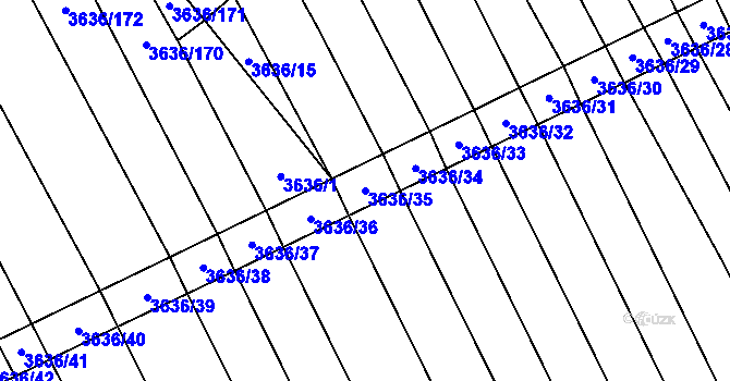 Parcela st. 3636/35 v KÚ Boršice u Blatnice, Katastrální mapa