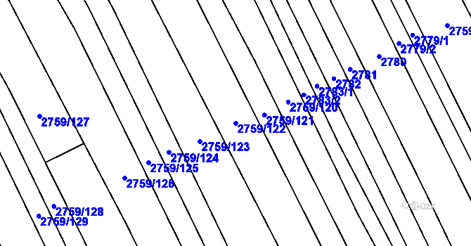 Parcela st. 2759/122 v KÚ Boršice u Blatnice, Katastrální mapa