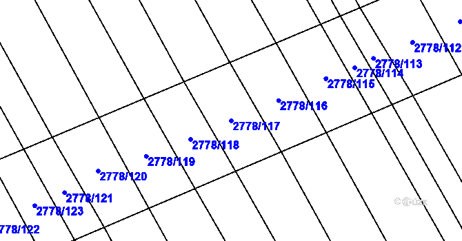 Parcela st. 2778/117 v KÚ Boršice u Blatnice, Katastrální mapa