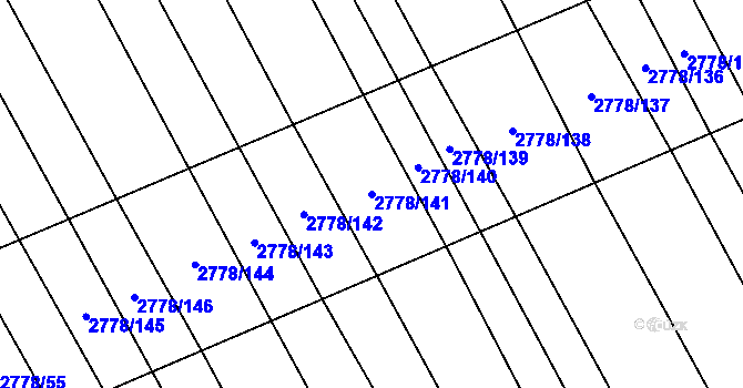 Parcela st. 2778/141 v KÚ Boršice u Blatnice, Katastrální mapa