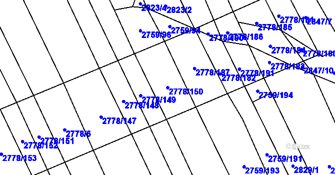 Parcela st. 2778/150 v KÚ Boršice u Blatnice, Katastrální mapa