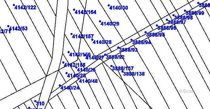 Parcela st. 3888/92 v KÚ Boršice u Blatnice, Katastrální mapa