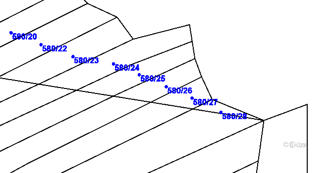 Parcela st. 580/26 v KÚ Boršice u Blatnice, Katastrální mapa