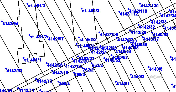 Parcela st. 4142/105 v KÚ Boršice u Blatnice, Katastrální mapa