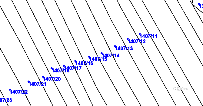 Parcela st. 1407/14 v KÚ Boršice u Blatnice, Katastrální mapa