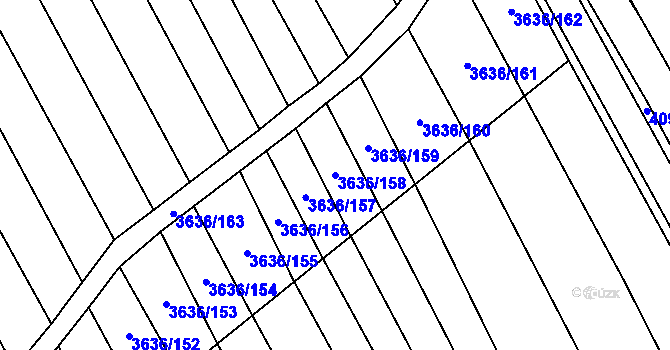 Parcela st. 3636/158 v KÚ Boršice u Blatnice, Katastrální mapa