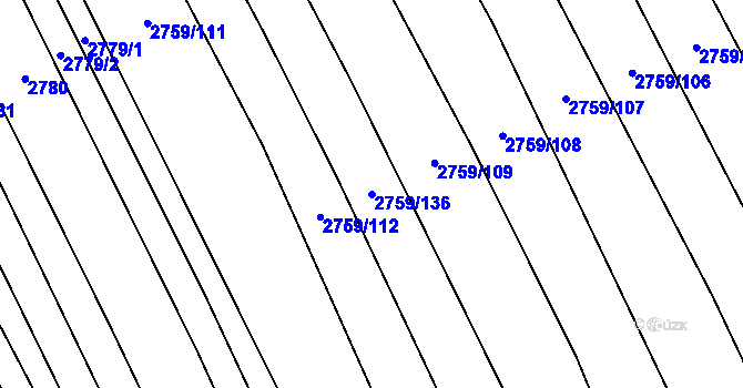 Parcela st. 2759/136 v KÚ Boršice u Blatnice, Katastrální mapa