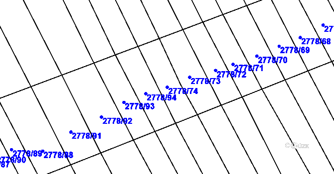 Parcela st. 2778/74 v KÚ Boršice u Blatnice, Katastrální mapa