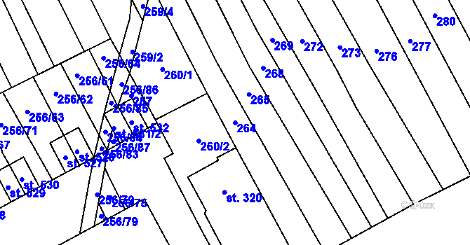 Parcela st. 264 v KÚ Boršice u Blatnice, Katastrální mapa