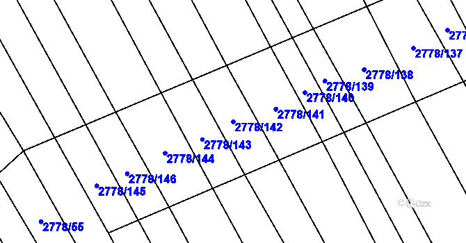Parcela st. 2778/142 v KÚ Boršice u Blatnice, Katastrální mapa