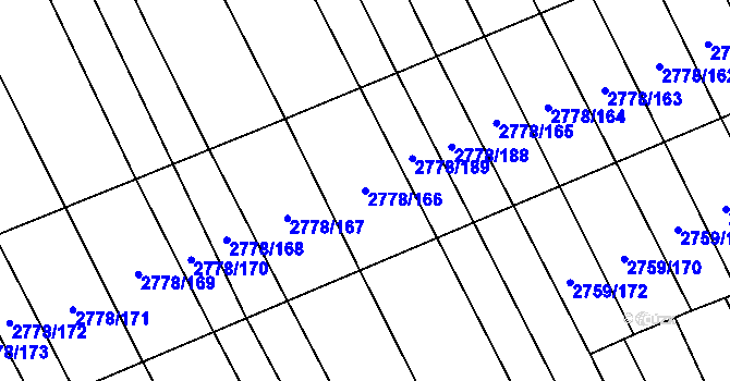 Parcela st. 2778/166 v KÚ Boršice u Blatnice, Katastrální mapa
