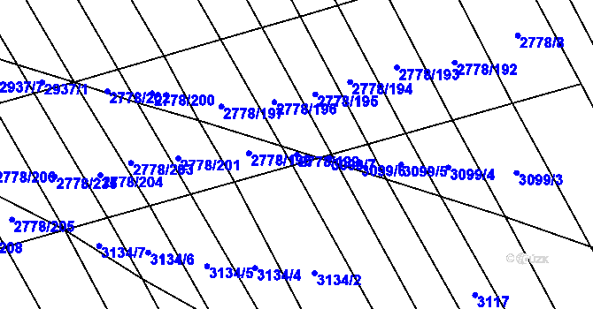 Parcela st. 2778/199 v KÚ Boršice u Blatnice, Katastrální mapa
